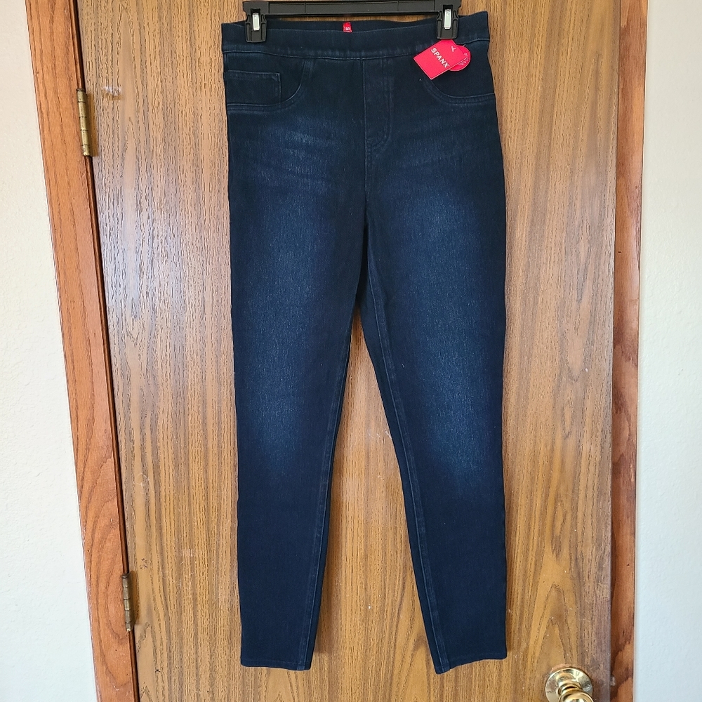 NWT Spanx Jean-Ish Ankle Length Leggings/Jeans Denim Blue Pull On in Size Medium